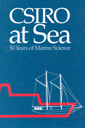 The cover image of CSIRO at Sea, features a red and a white boat outline a