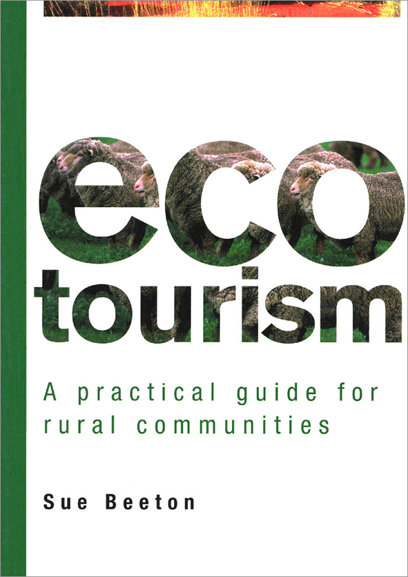 The cover image of Ecotourism, featuring a plain white cover, with the word ecotourism, broken into two lines, the top eco, the bottom tourism, with a