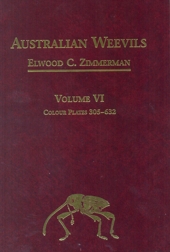 The cover image featuring a plain burgundy cover with gold writing, with a small gold weevil in the bottom center.