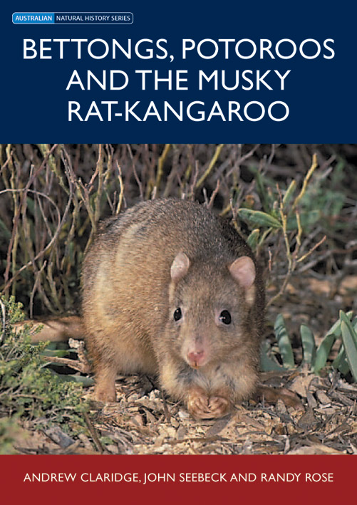 The cover image featuring a musky rat-kangaroo in bracken with shrubs bases in the background.