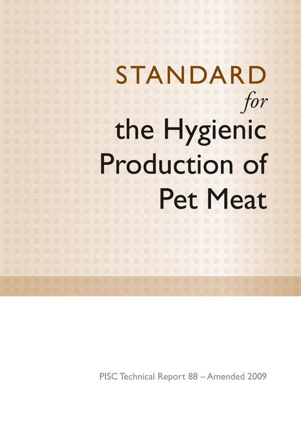 The cover image of Standard for the Hygienic Production of Pet Meat, featuring evenly spaced light brown dots with a pale cream background.