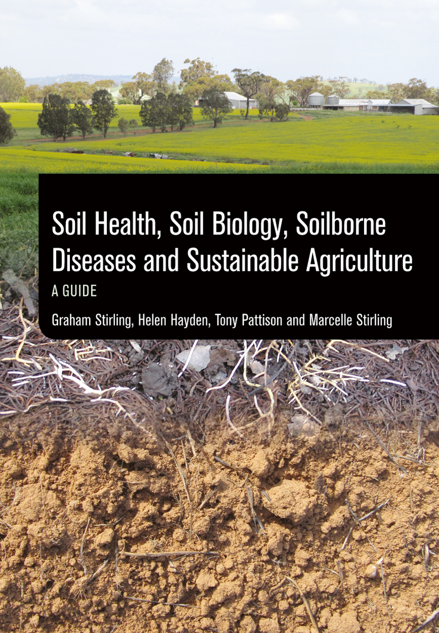 Cover featuring a gradient of three images: crops, roots and soil.