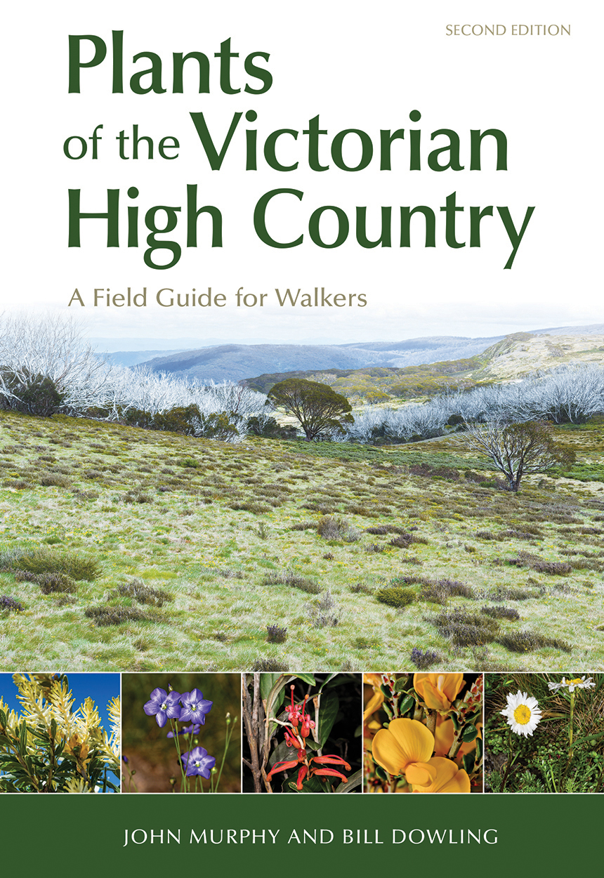 Cover of Plants of the Victorian High Country featuring an alpine plain, with thumbnails of various flowers