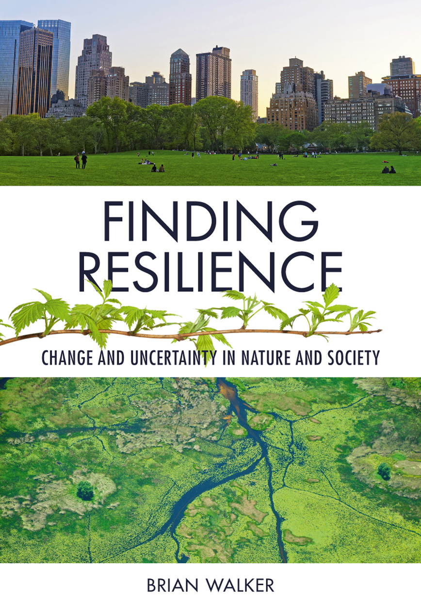 Cover of Finding Resilience featuring photos of a city and the Okavango Delta