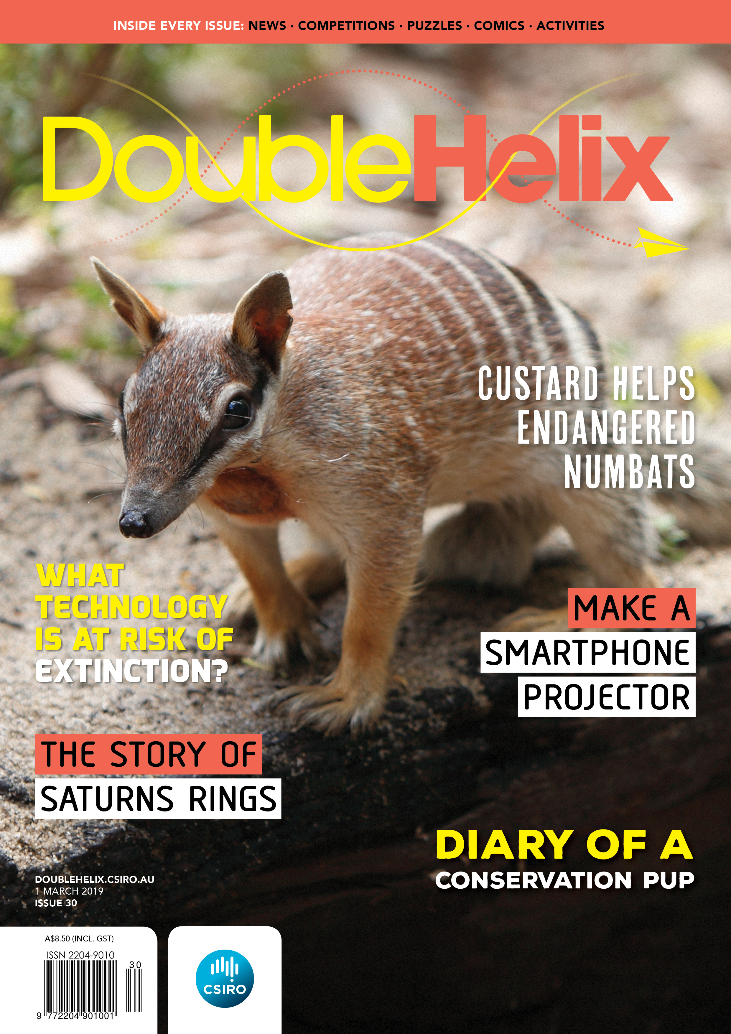 Magazine cover with numbat on rock