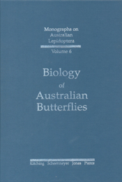 The cover image of Biology of Australian Butterflies, featuring a plain blue cover with white text.