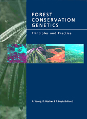 The cover image featuring a plain blue cover, with a green toned image of seed pods down the left side, and four smaller images on top of forest conse