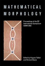 The cover image of Mathematical Morphology, featuring an aboriginal art piece , set into a plain black cover.