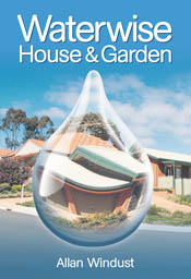 The cover image of Waterwise House and Garden, featuring a suburban home viewed through a large water droplet.