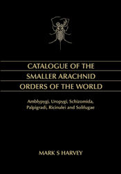 The cover image featuring a plain black cover with pale yellow text, with a small arachnid picture.