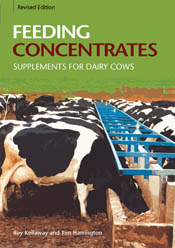 Cover image featuring black and white cows eating out of a trough with a b