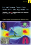 The cover image of Digital Image Computing: Techniques and Applications, featuring purple, red, yellow and blue images.