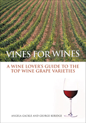 The cover image of Vines for Wines, featuring rows of green grape vines, w