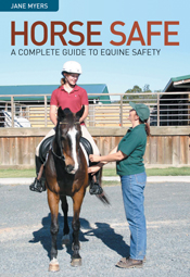 The cover image featuring a teenage girl on a brown horse, which is being held by a woman in a green polo top and blue jeans, in a horse arena.