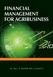 The cover image of Financial Management for Agribusiness, featuring a green orb and green financial management sybols against a plain black background