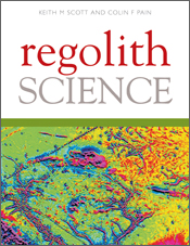 The cover image of Regolith Science, featuring bright almost fluorescent colours that look almost like a paint smudge.
