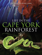 The cover image featuring a bright green snake wrapped around a branch; and a close up view of a bright blue and red bird wing.