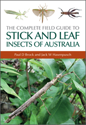 The cover image featuring a large stick insect on a large green leaves, wi