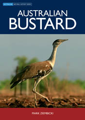 The cover image of Australian Bustard, featuring a large bird walking in d