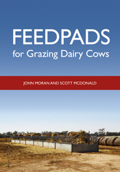 The cover image of Feedpads for Grazing Dairy Cows, featuring a long feedp