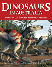 The cover image featuring two large and three small dinosaurs looking to t