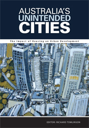 The cover image of Australia's Unintended Cities, features an illustrated