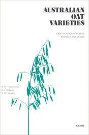 The cover of Australian Oat Varieties, features the outline of an aqua tre