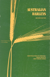Cover image of Australian Barleys, featuring the wheat coloured shape of t