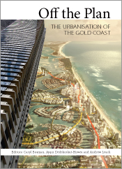 Cover featuring an aerial photograph of the Gold Coast overlaid with transport planning lines and a high-rise apartment building.