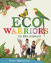 Cover image is three children amongst a collage of animals and leaves agai