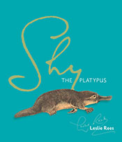 An illustrated platypus on a teal background