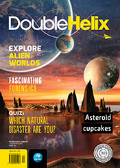Cover with alien worlds landscape, a lake and planets in the distance