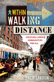 Cover image with graphical text and main image showing pedestrianized stre