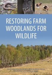 Cover of Restoring Farm Woodlands for Wildlife featuring a planting of trees and some of the animals that use them.