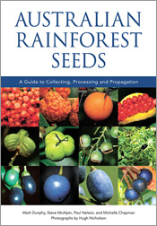 Cover of Australian Rainforest Seeds featuring bright orange, green and bl