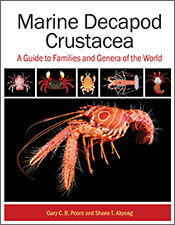 Cover of 'Marine Decapod Crustacea', featuring striking photos of a reef lobster and a variety of other decapods.