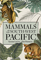 Cover of 'Mammals of the South-west Pacific', featuring illustrations of tropical greenery, flying foxes and a possum.