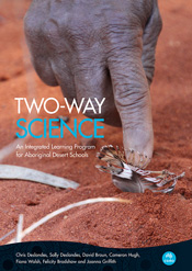 Cover of Two-way Science featuring the hand of an Indigenous person, point