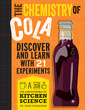 Cover of The Chemistry of Cola featuring a digital cartoon of cola in a bo