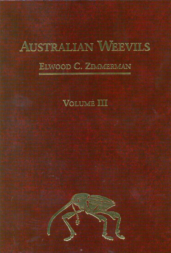 The cover image featuring a plain burgundy cover with gold writing, with a small gold weevil in the bottom center.