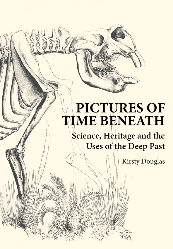 The cover image featuring a skelleton of a large animal with large teeth.