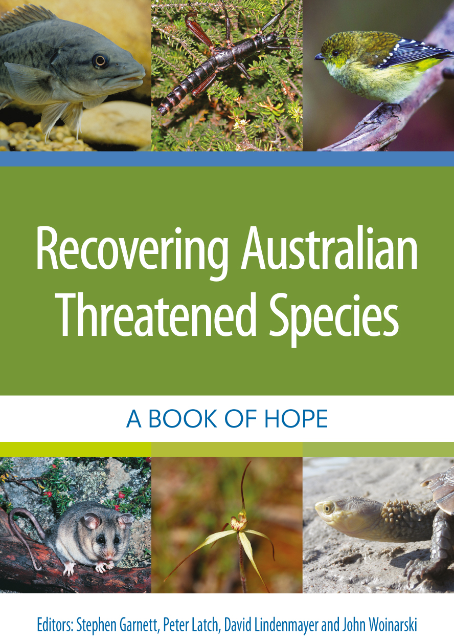 Cover of Recovering Australian Threatened Species featuring photos of a variety of threatened species.