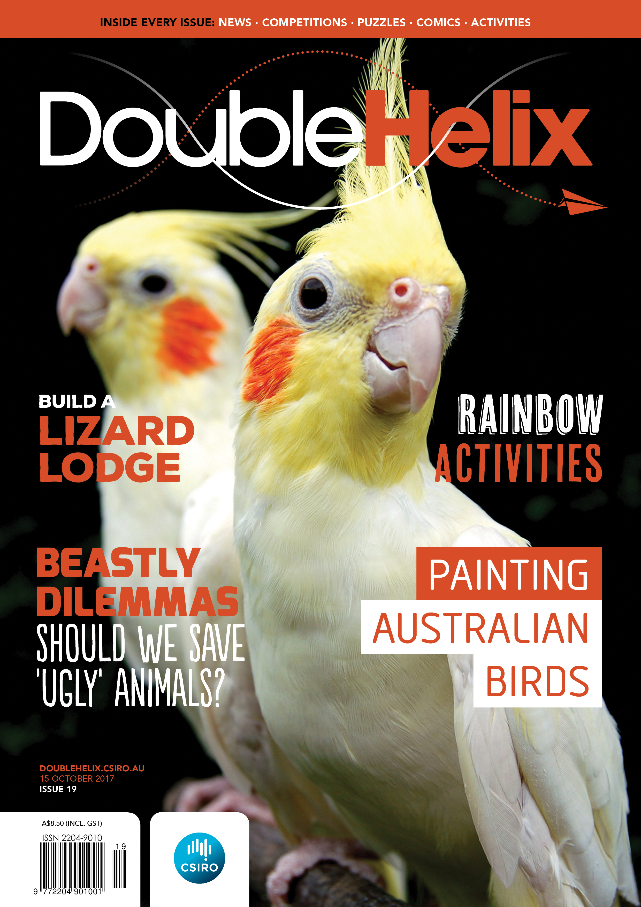 Cover of magazine with two birds and texts.