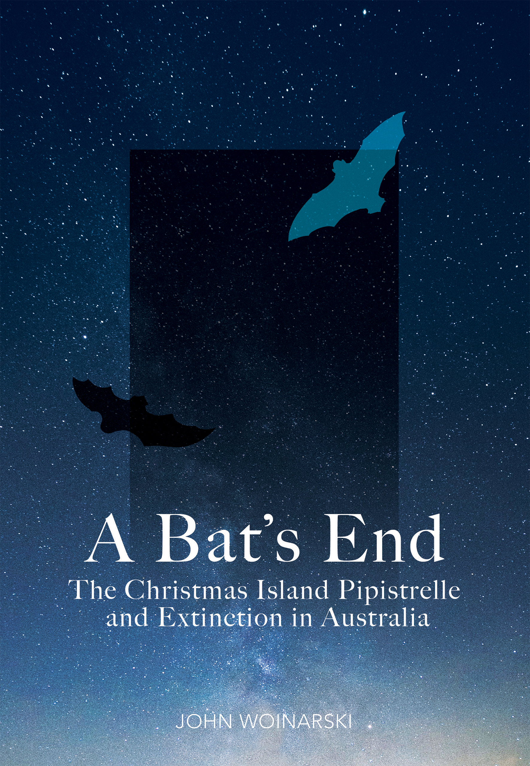 Cover of A Bat's End, picturing bat silhouettes fading into a night sky