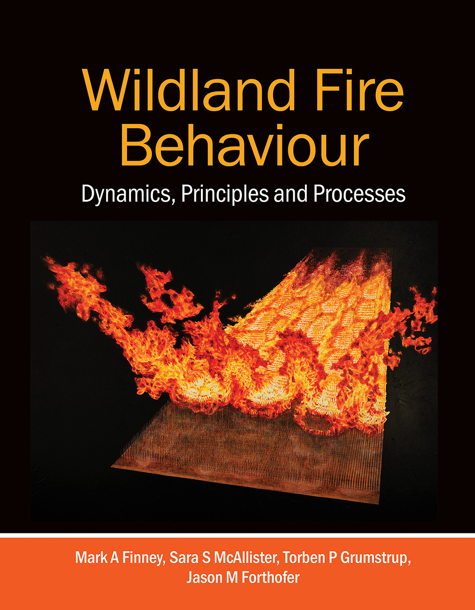 Cover image of Wildland Fire Behaviour featuring modelling of wildland fire on a black background.