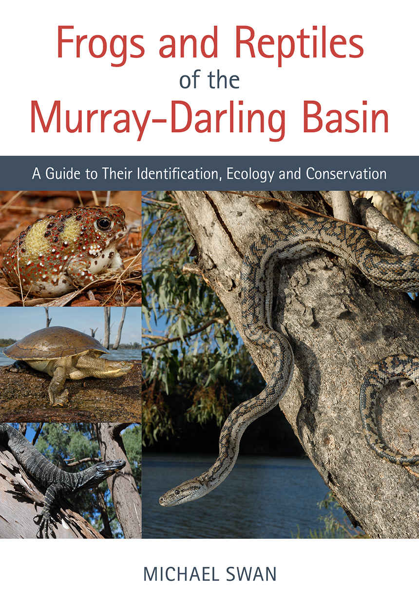 Cover of Frogs and Reptiles of the Murray-Darling Basin featuring photos of a frog, turtle, goanna and snake