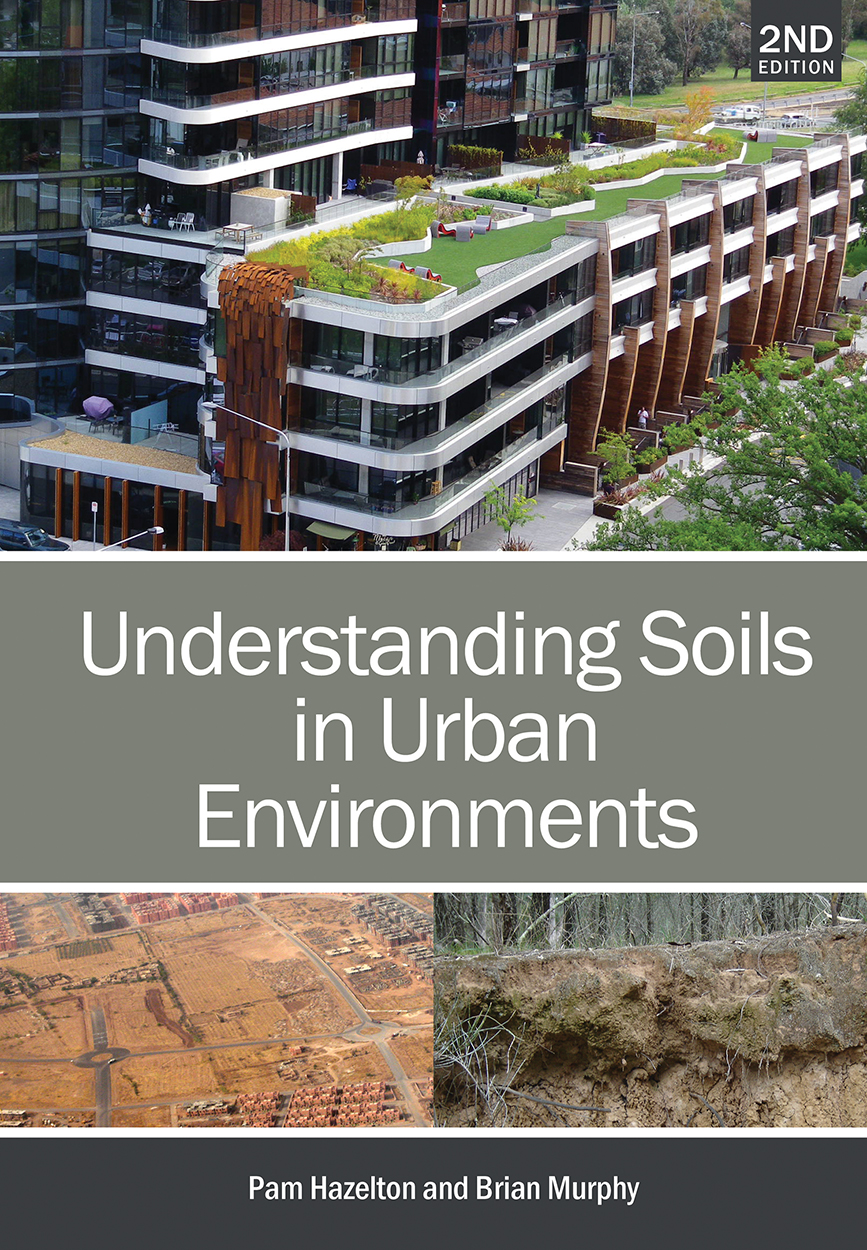 The cover image of Understanding Soils in Urban Environments, Second Edition, featuring a rooftop garden above the title and below it an aerial shot o