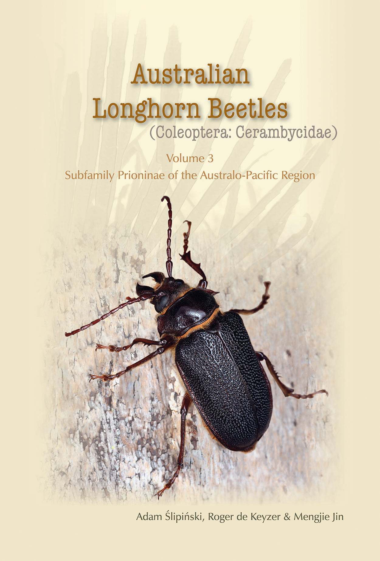 Cover of 'Australian Longhorn Beetles, Volume 3' featuring a dark brown longhorn beetle.