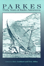 The cover image featuring a large black and white illustration of a satellite dish, with clear land in the foreground and clouded sky in the backgroun