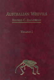 The cover image featuring a plain burgundy cover with gold writing, with a small gold weevil in the bottom center.